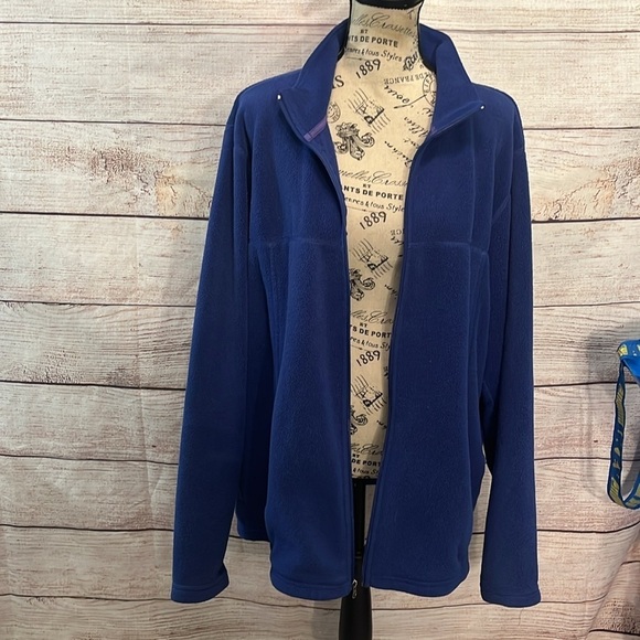 L.L. Bean Men’s Fleece Full Zip Jacket Zip Pockets Size Large TALL Blue - Picture 6 of 11